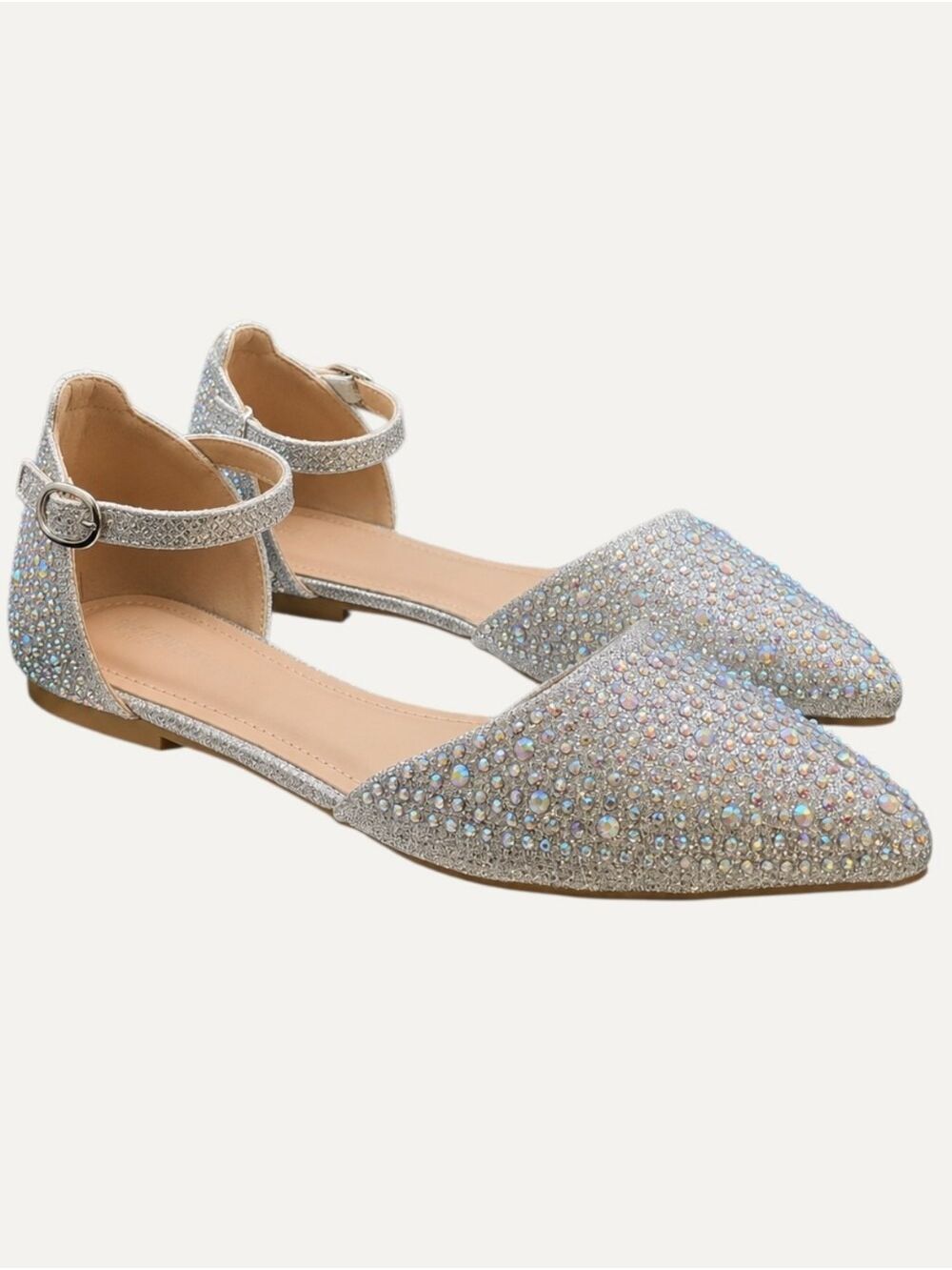NWT Forever Link Showy Silver Rhinestone Ballet Flats 8 Prom